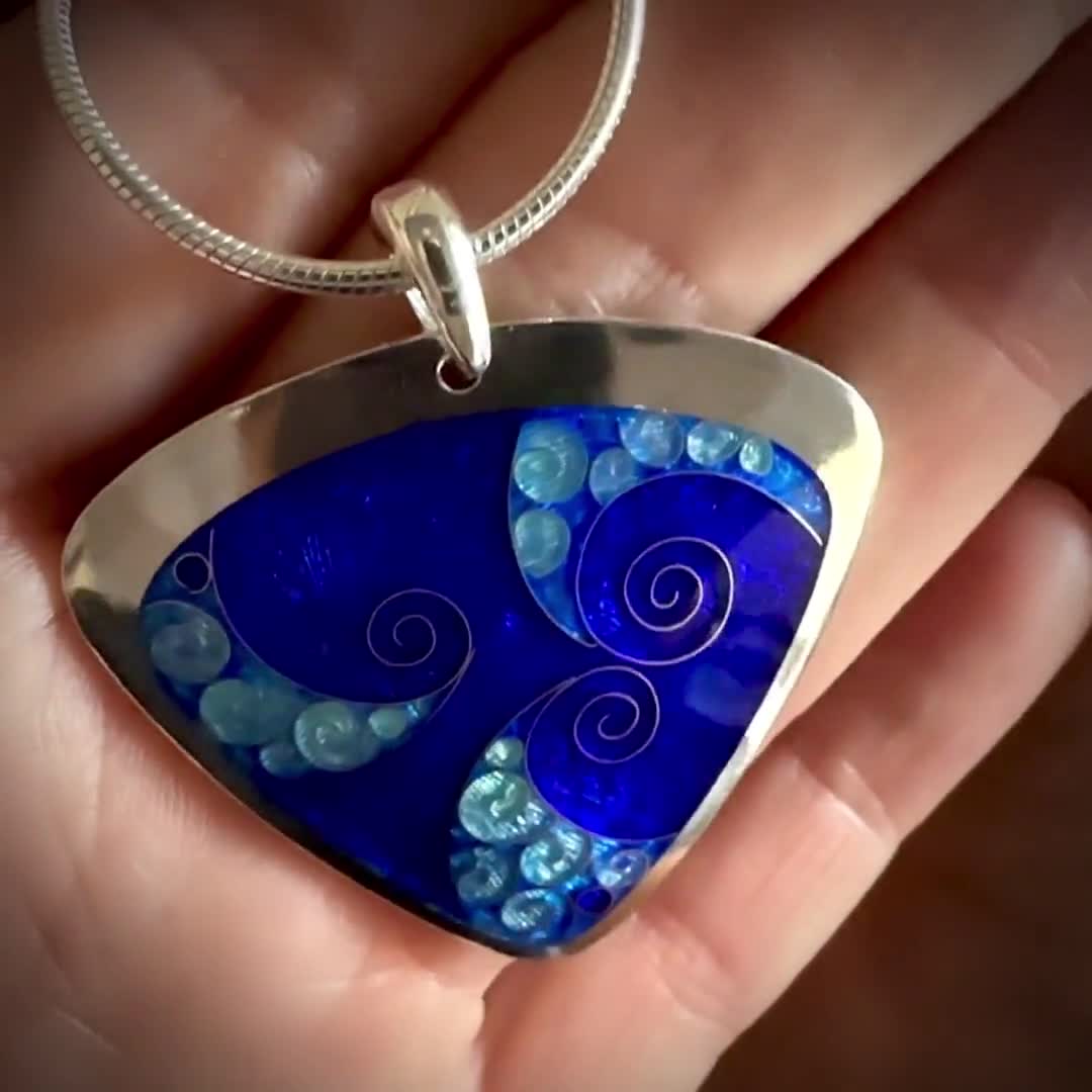 Cobalt Blue Triple Swirl Pendant — Sandra McEwen