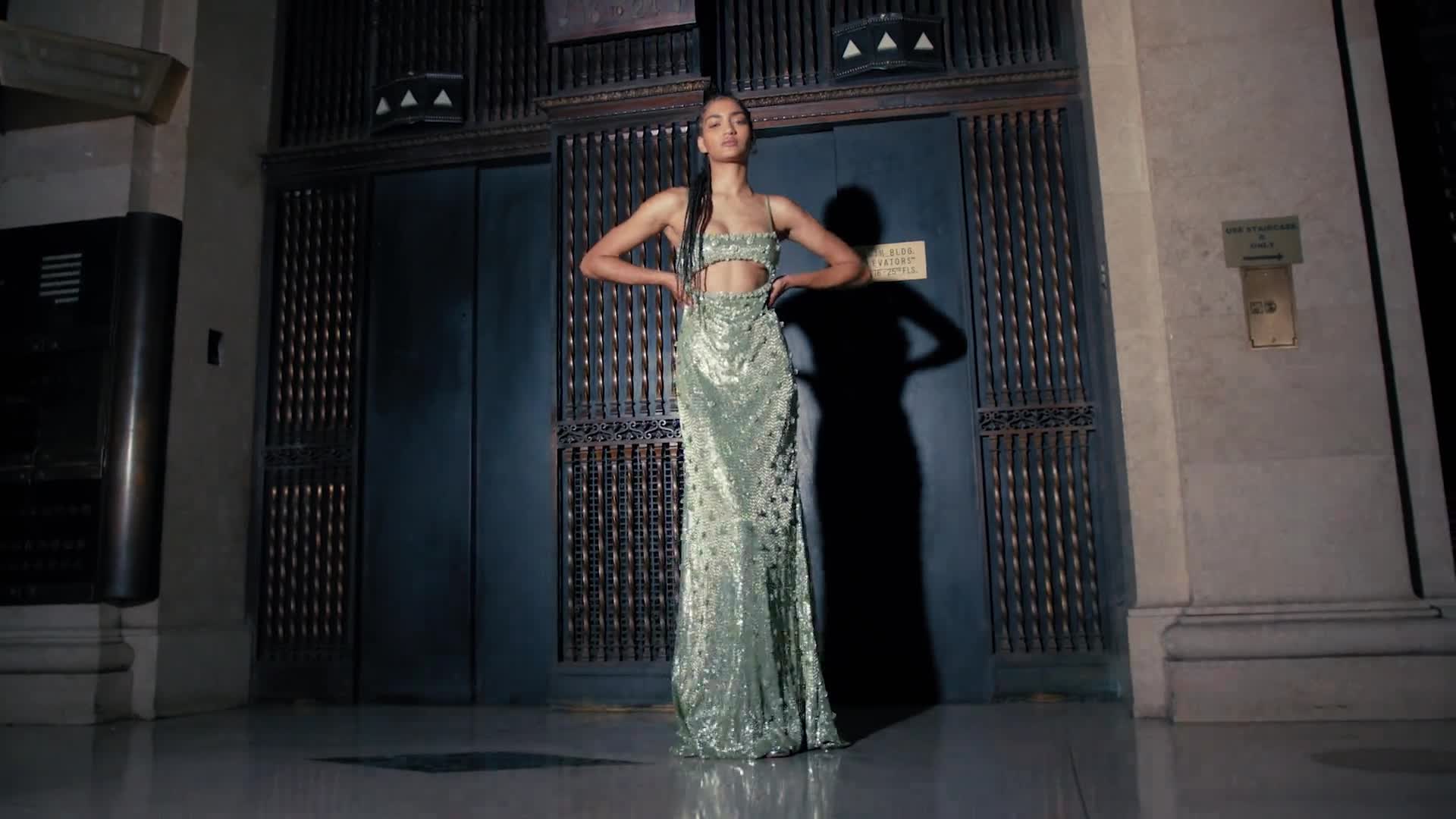 JADE METAL ROSETTE DRESS — CUCCULELLI SHAHEEN
