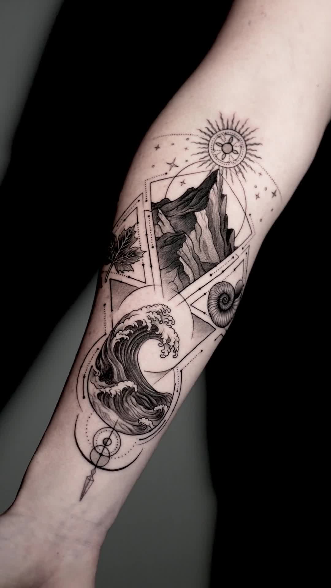 Nature Converged – Fine Line Tattoo Art by Tattoo Artist in