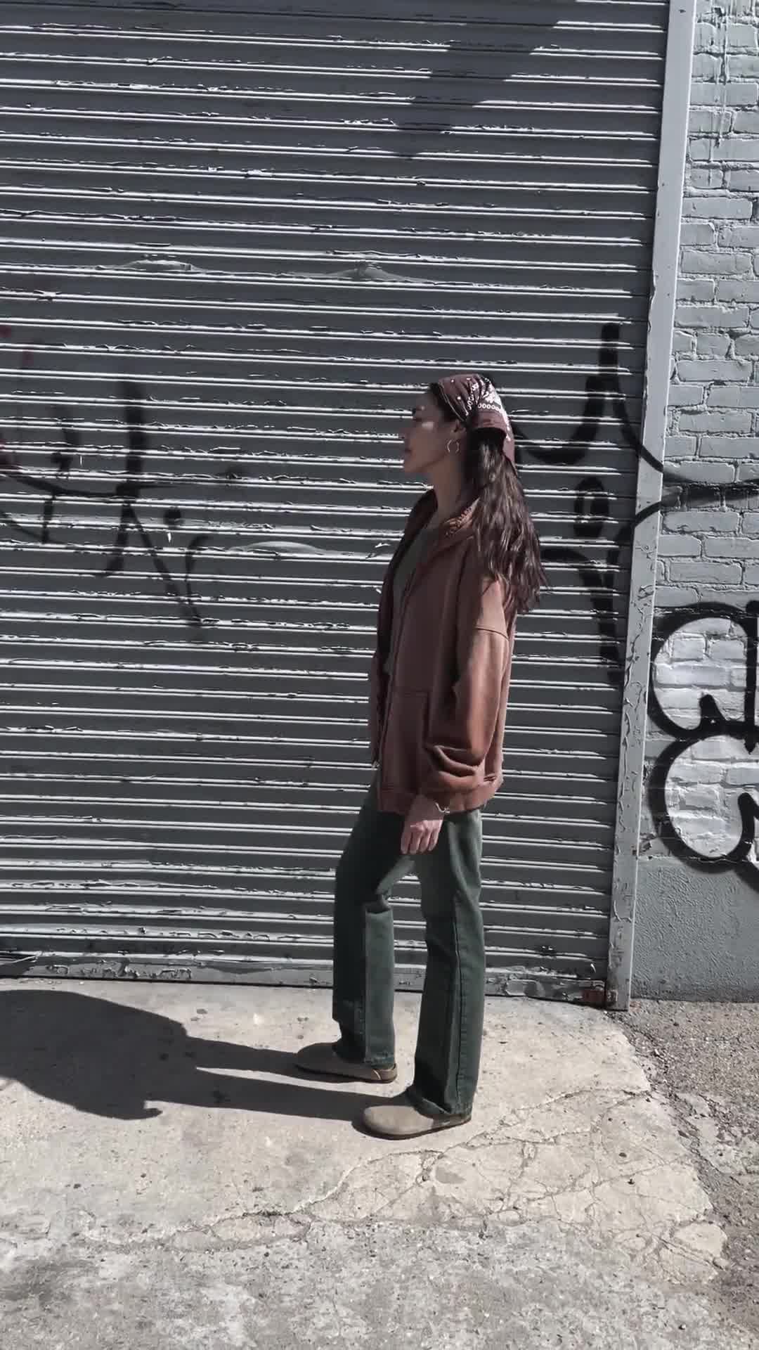 OVERSIZE ZIP UP HOODIE / AGED DARK BROWN — MOOJIMOOJI