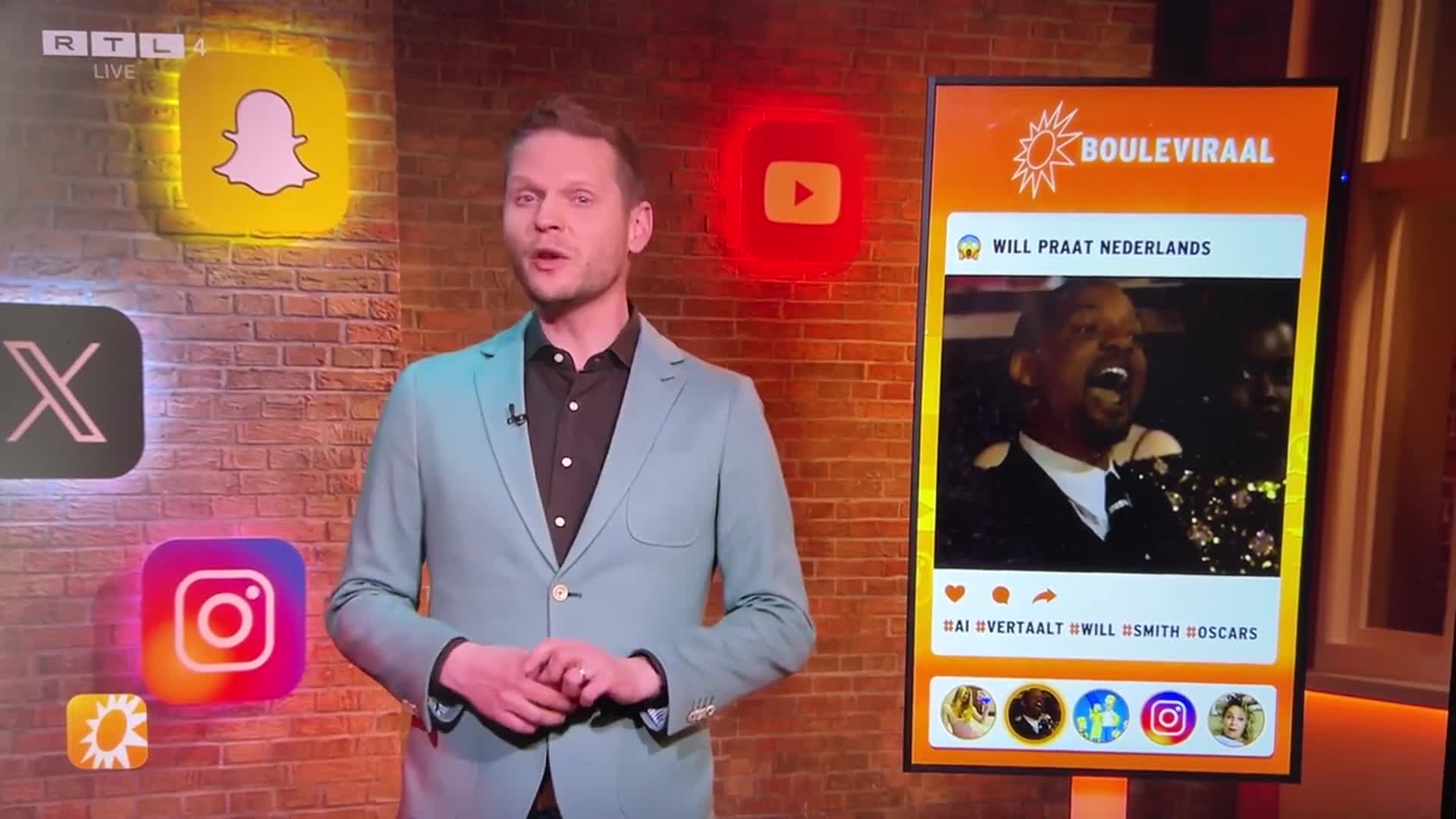 Uitzending van RTL Boulevard met het item over de video waarin Will Smith Nederlands spreekt